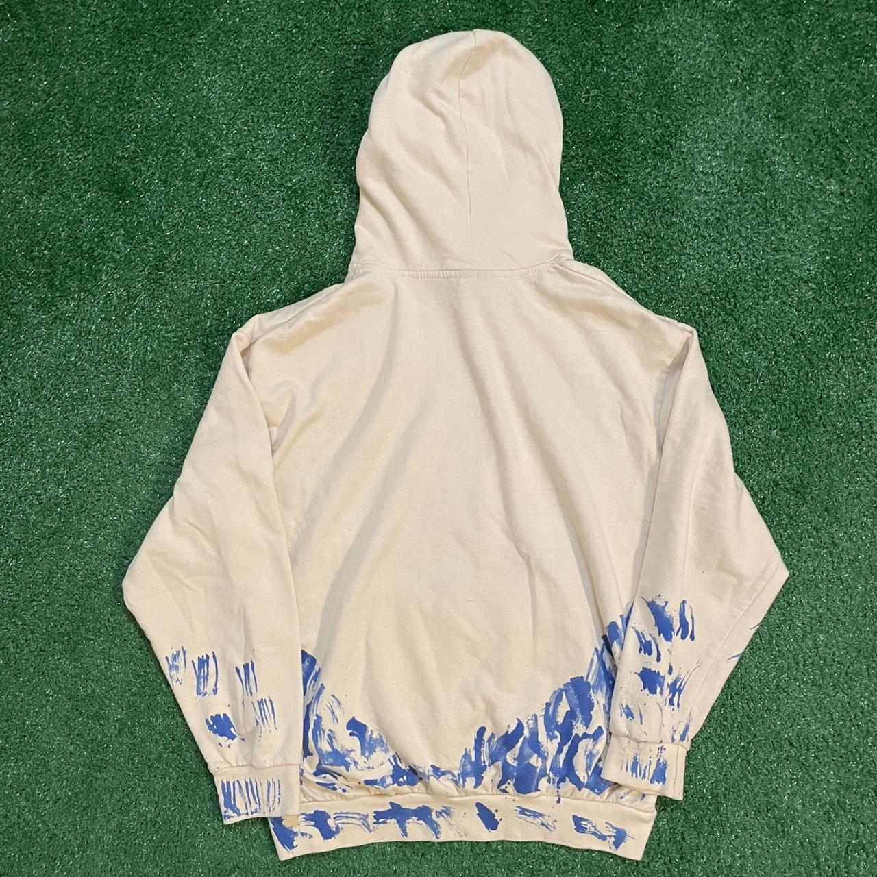 Vintage Cream and Blue Graphic 'PoeticJustice' Streetwear Hoodie
