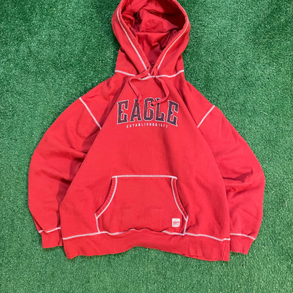 Red and White Vintage American Eagle ‘Eagle’ Print Graphic Hoodie