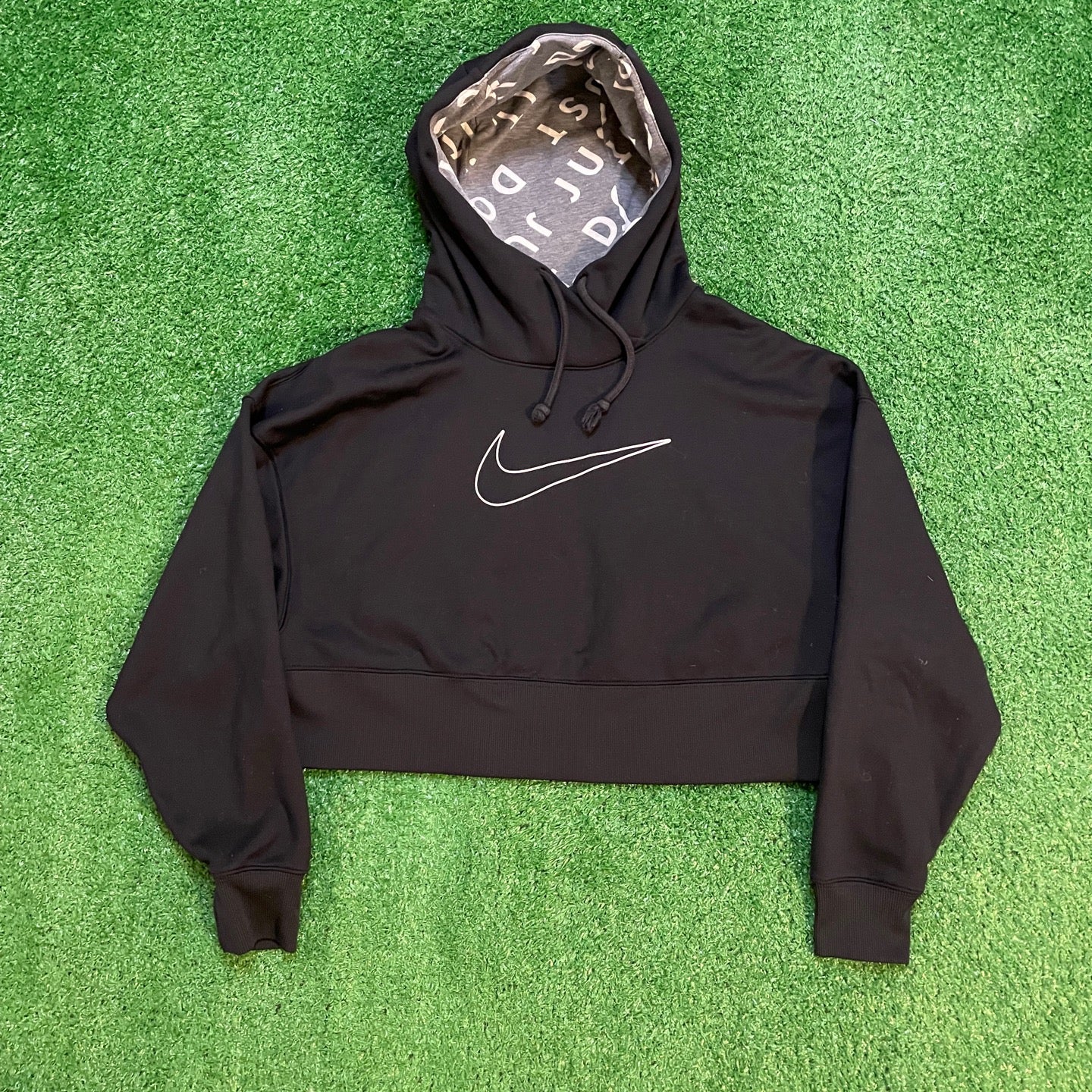 Nike Black & White Cropped Hoodie
