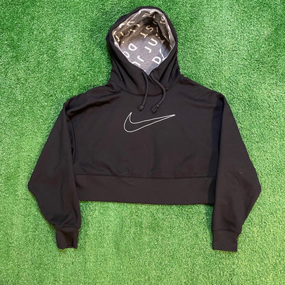 Nike Black & White Cropped Hoodie