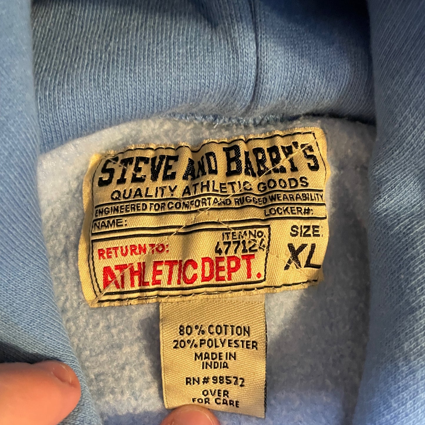 Carolina Graphic Blue Vintage Hoodie w/ Embroidered Logo