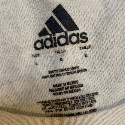 Adidas White and Blue Graphic Vintage T-Shirt