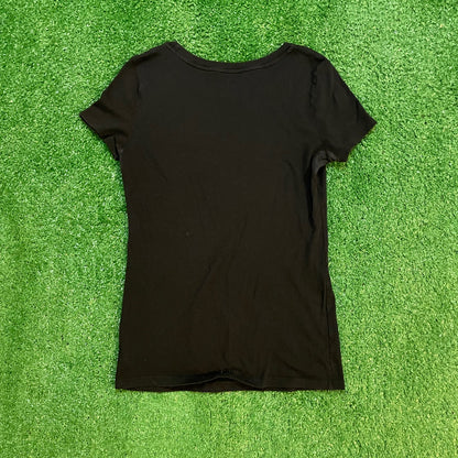 Black Vintage American Eagle Graphic Baby Tee w/ Pink Lettering