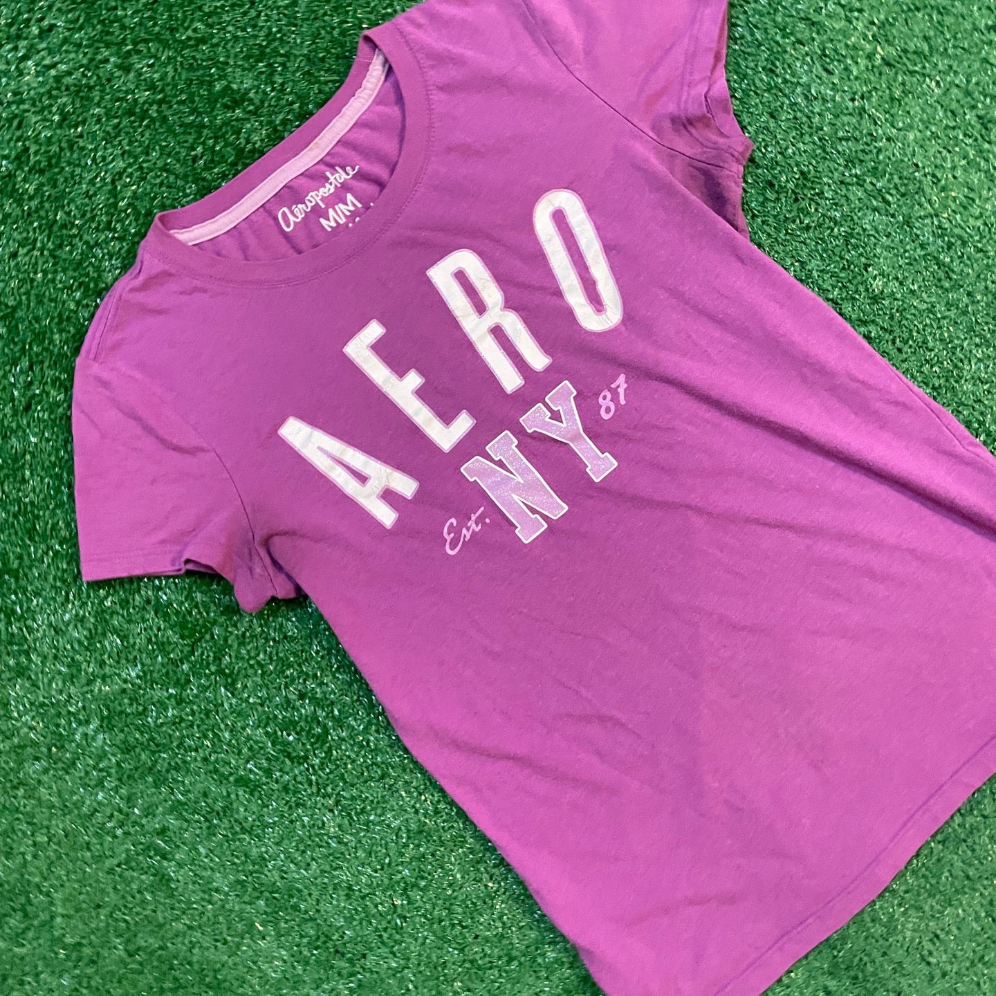 Aeropostale Graphic Purple and Pink Vintage Cotton T-shirt