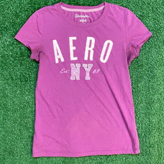 Aeropostale Graphic Purple and Pink Vintage Cotton T-shirt
