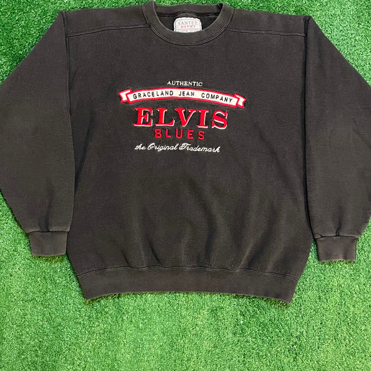 90s Elvis Blues Vintage Heavyweight Graphic Crewneck Sweatshirt