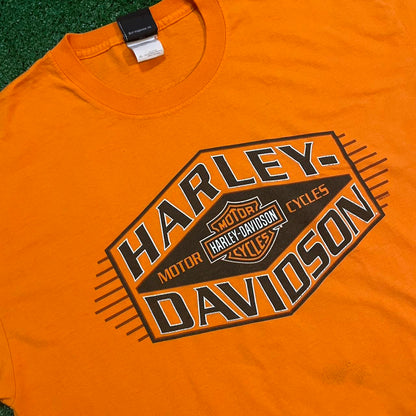 Vintage Harley Davidson Graphic Orange Streetwear Tee