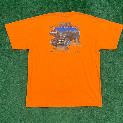 Vintage Harley Davidson Graphic Orange Streetwear Tee