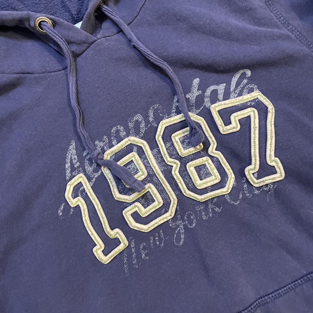 Vintage Navy Blue Distressed Aeropostale Hoodie w/ Embroidered Logo