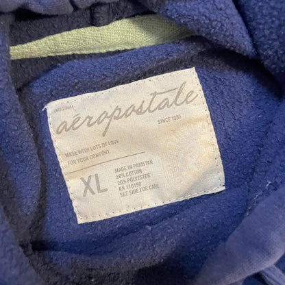 Vintage Navy Blue Distressed Aeropostale Hoodie w/ Embroidered Logo