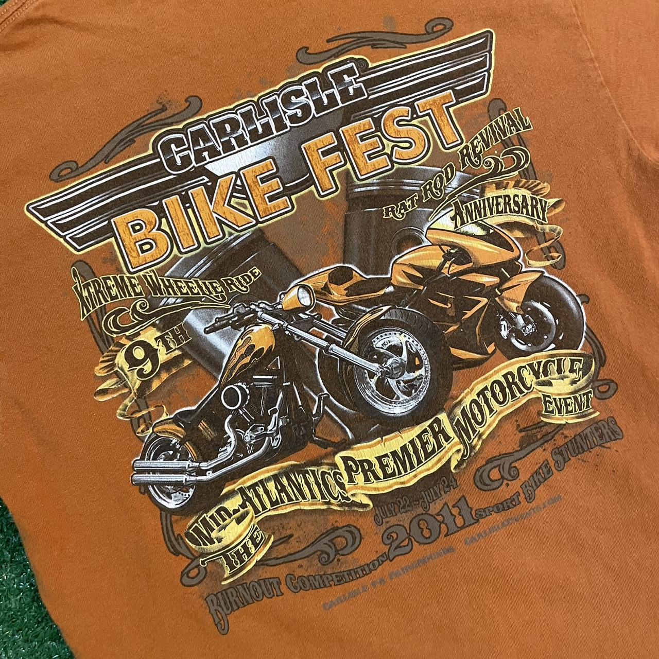 Graphic Orange Harley Davidson Styled Vintage Bike Fest Tee