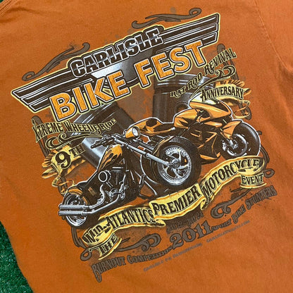 Graphic Orange Harley Davidson Styled Vintage Bike Fest Tee