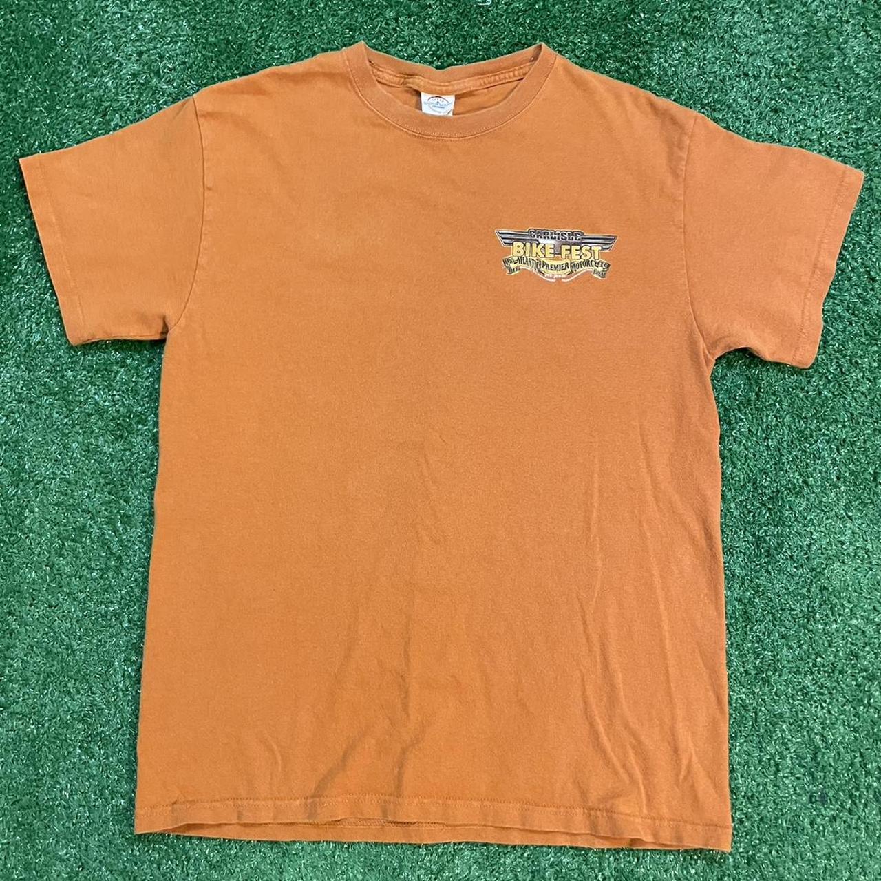 Graphic Orange Harley Davidson Styled Vintage Bike Fest Tee