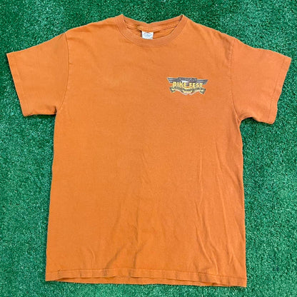 Graphic Orange Harley Davidson Styled Vintage Bike Fest Tee