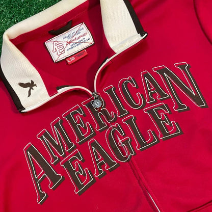 Vintage Red American Eagle Graphic Track Zip-Up Jacket
