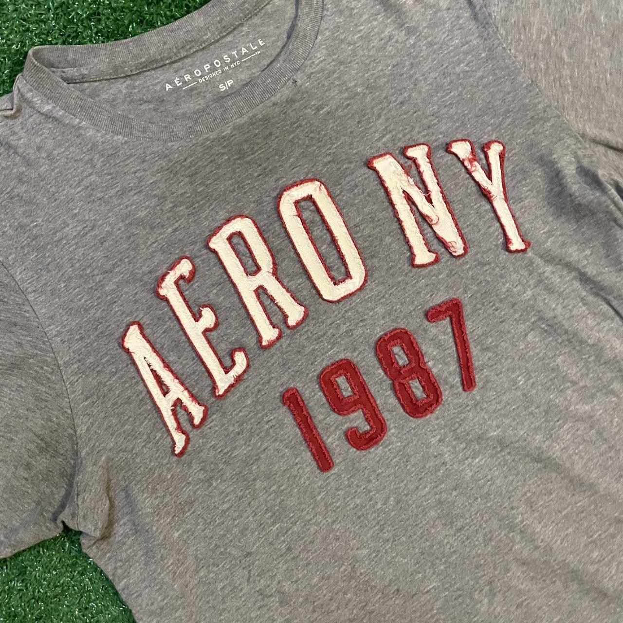 Grey and Red Vintage Aeropostale 1987 Graphic Tee