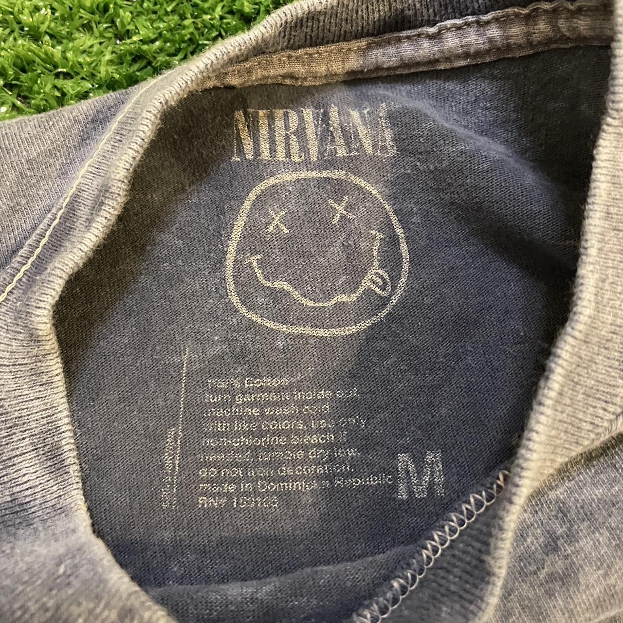 Greyish Blue Acid Washed Graphic Nirvana Logo Tee