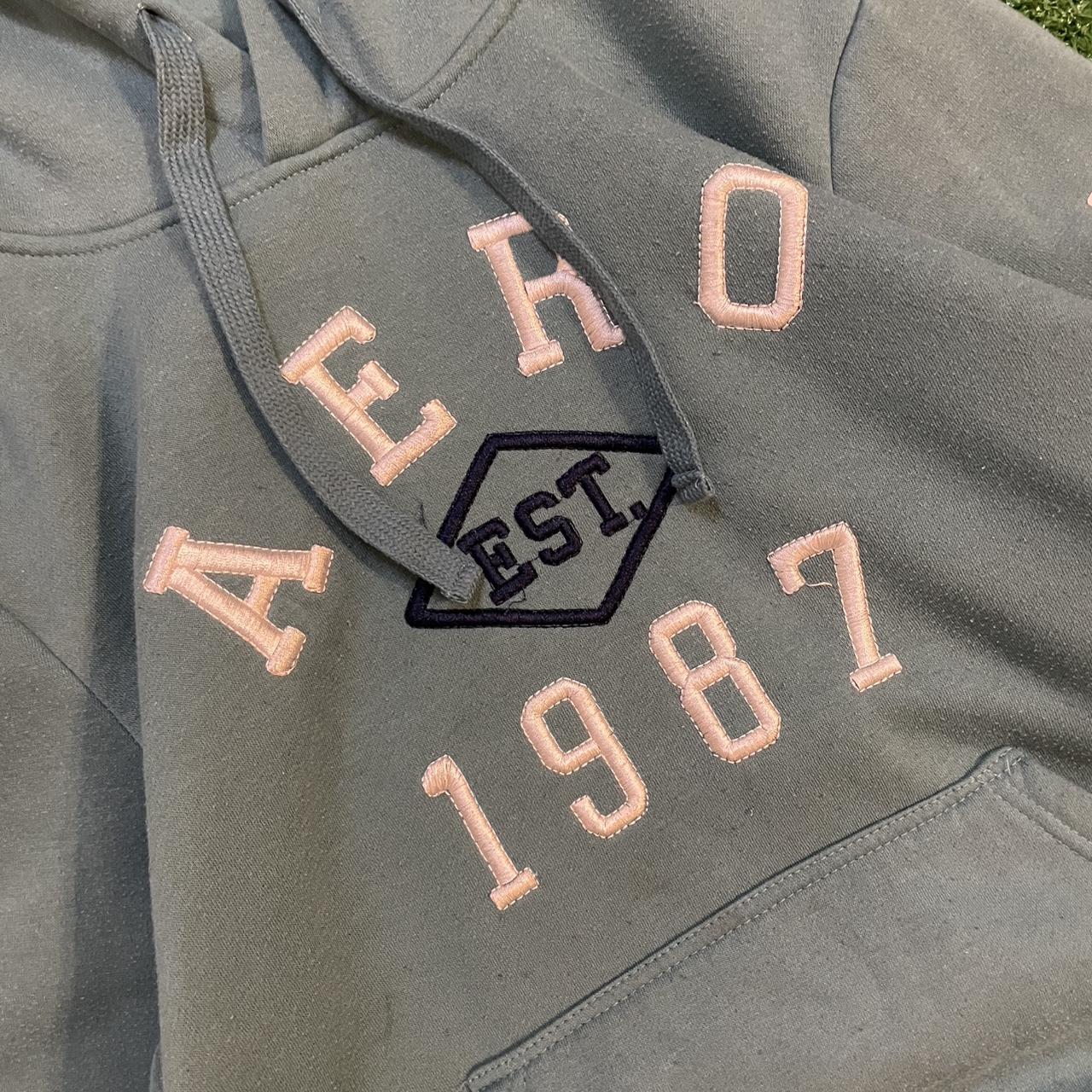 Light Blue Aeropostale Graphic Hoodie w/ White Accents