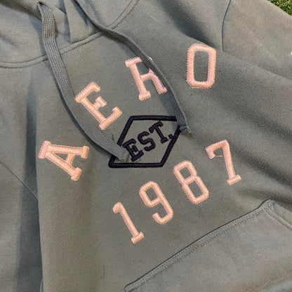 Light Blue Aeropostale Graphic Hoodie w/ White Accents