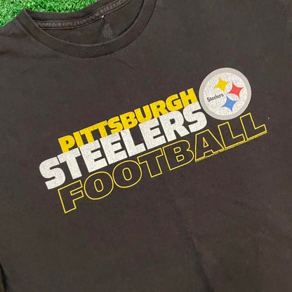 Black and Yellow Vintage Pittsburgh Steelers Cotton T-shirt