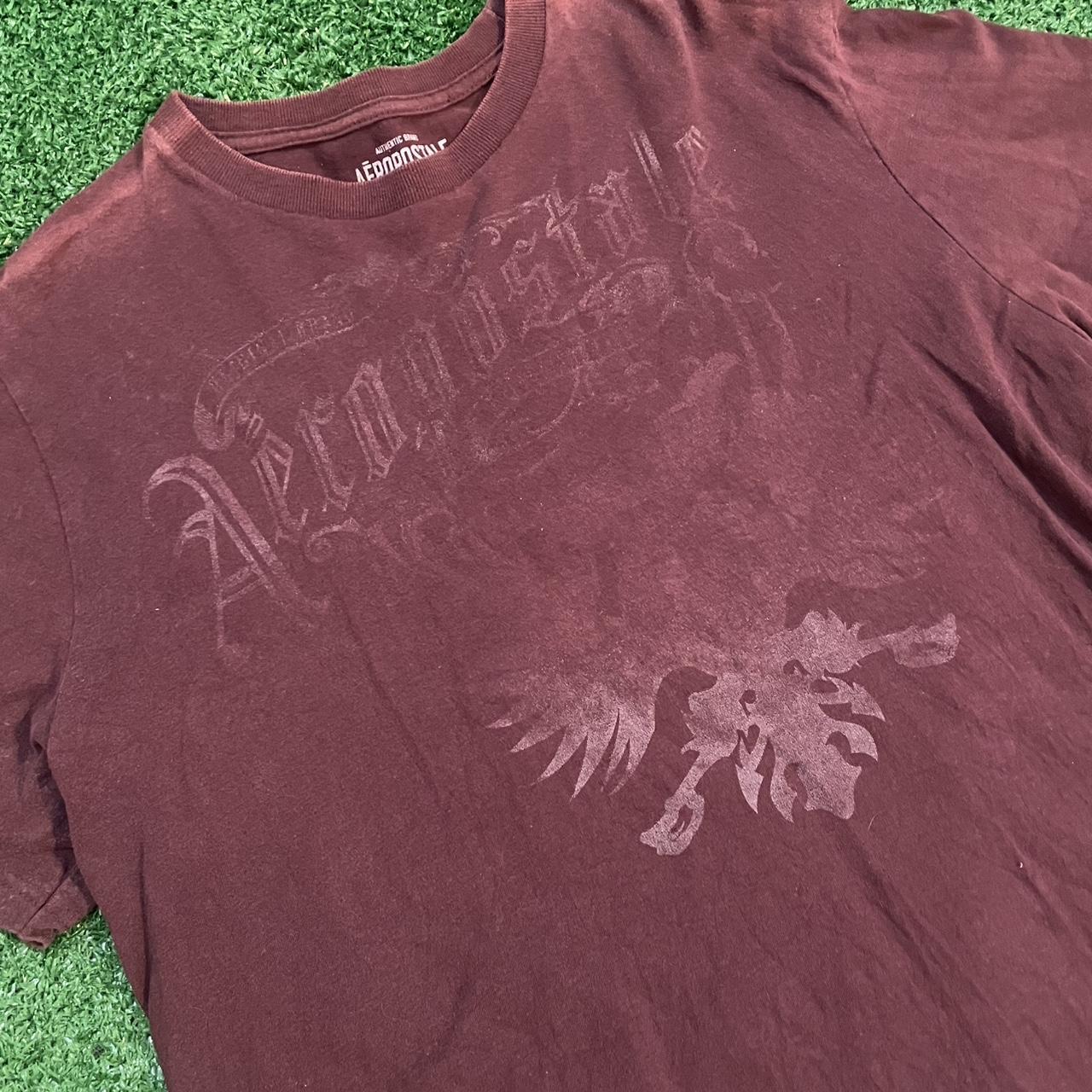 Burgundy Vintage Faded Aeropostale Graphic Tee w/ Faded Eagle Design