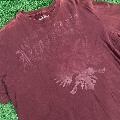Burgundy Vintage Faded Aeropostale Graphic Tee w/ Faded Eagle Design