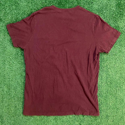 Burgundy Vintage Faded Aeropostale Graphic Tee w/ Faded Eagle Design