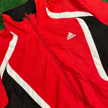 Vintage Adidas Red and Black Track Jacket Windbreaker