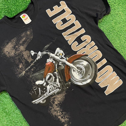 Black Vintage Style Motorcycle Biker Tee