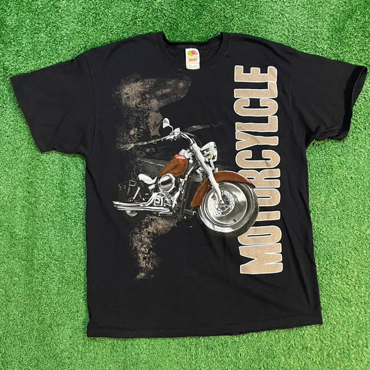 Black Vintage Style Motorcycle Biker Tee