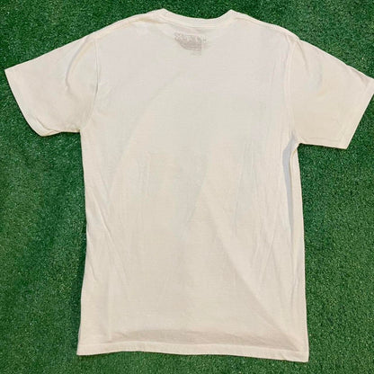 Fox Racing White and Grey Graphic Vintage T-shirt