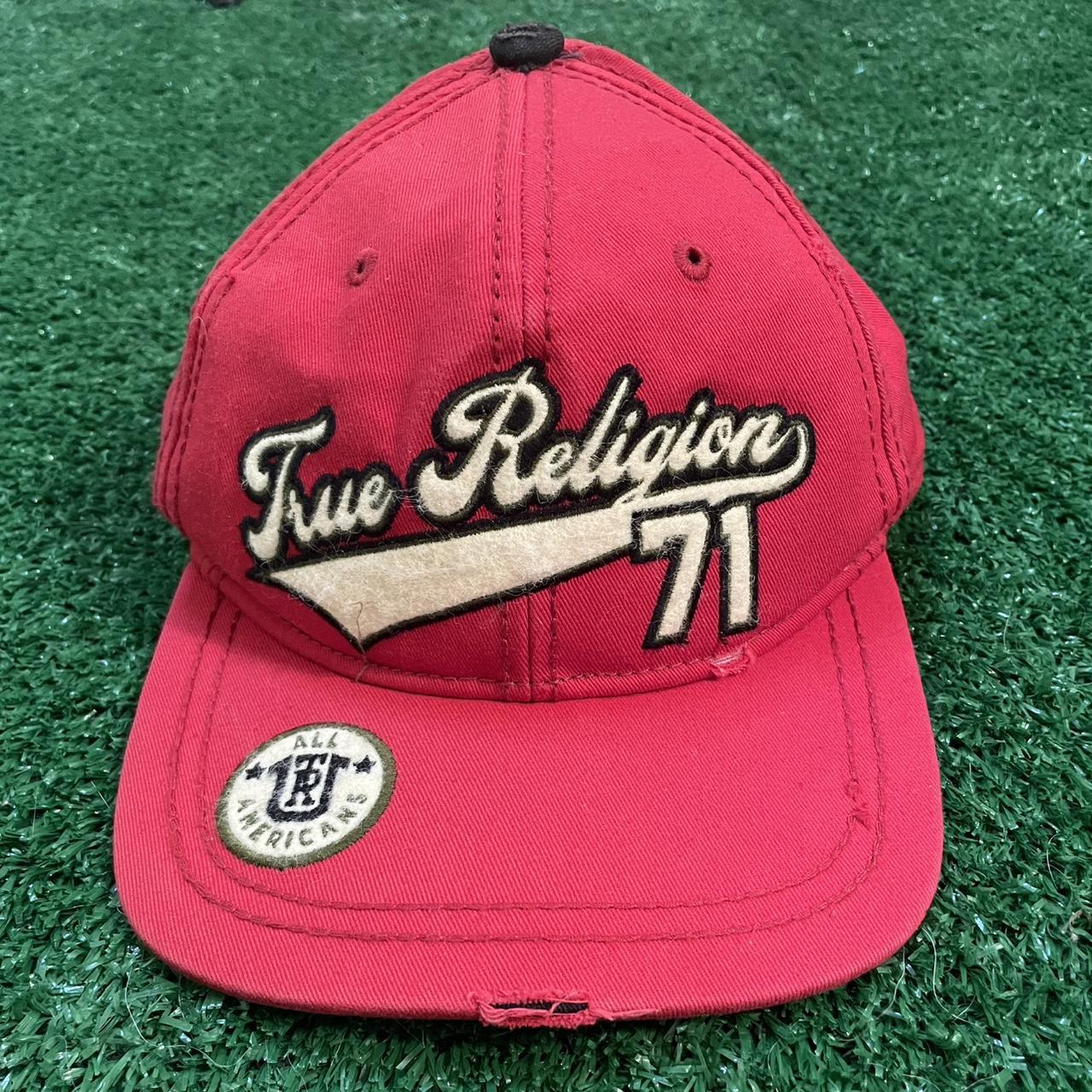 Vintage True Religion Distressed Red Snapback Hat