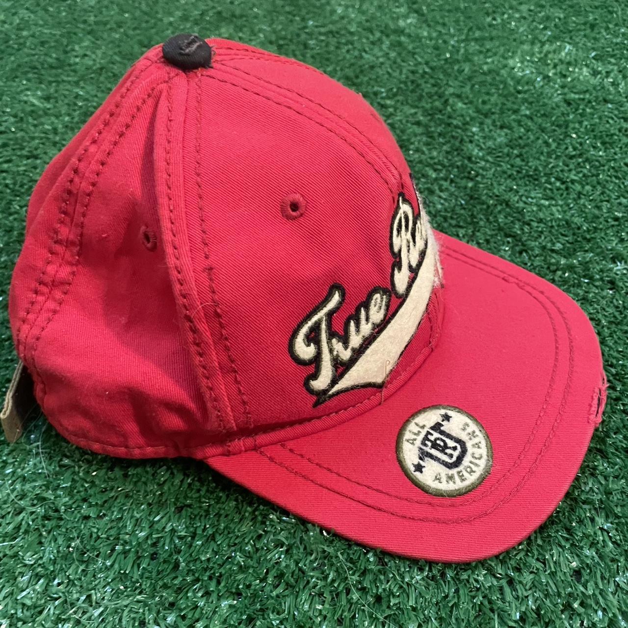 Vintage True Religion Distressed Red Snapback Hat