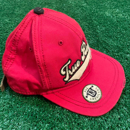 Vintage True Religion Distressed Red Snapback Hat
