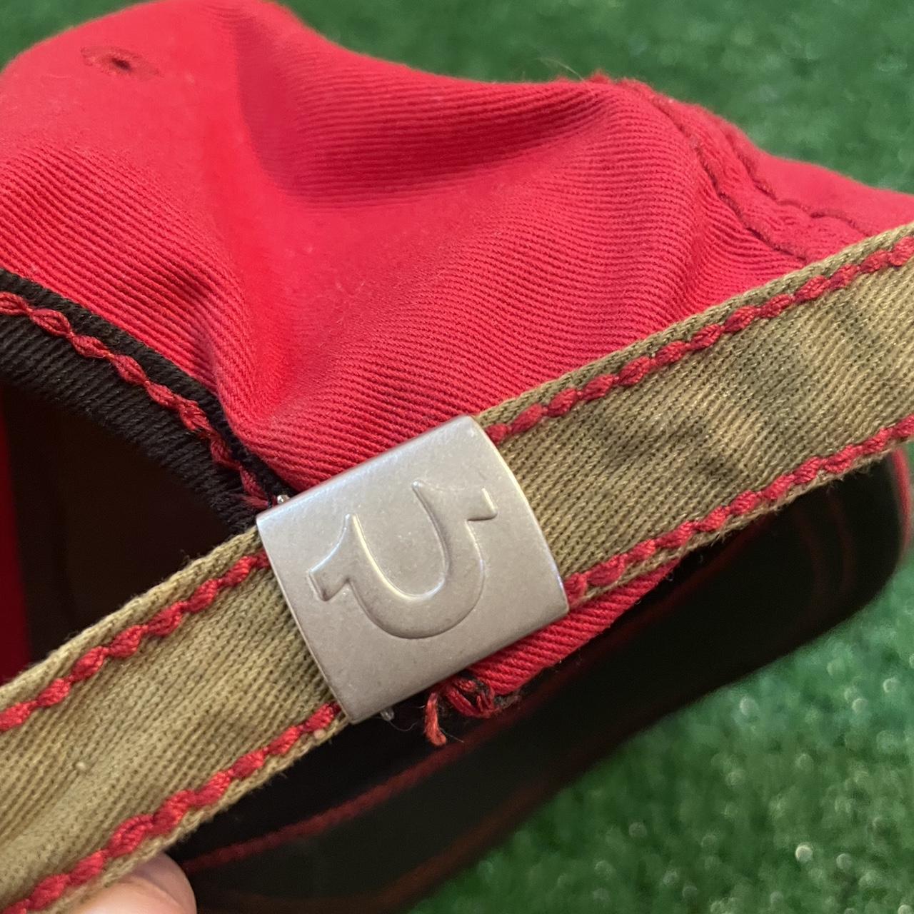 Vintage True Religion Distressed Red Snapback Hat