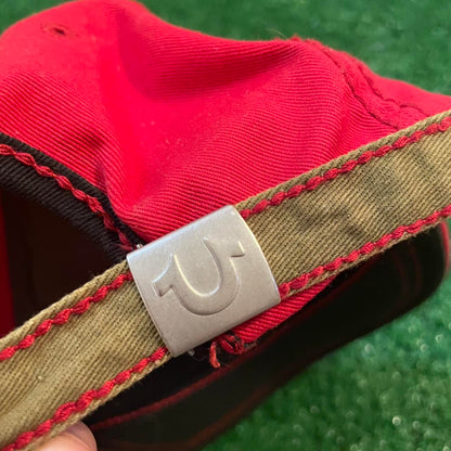 Vintage True Religion Distressed Red Snapback Hat