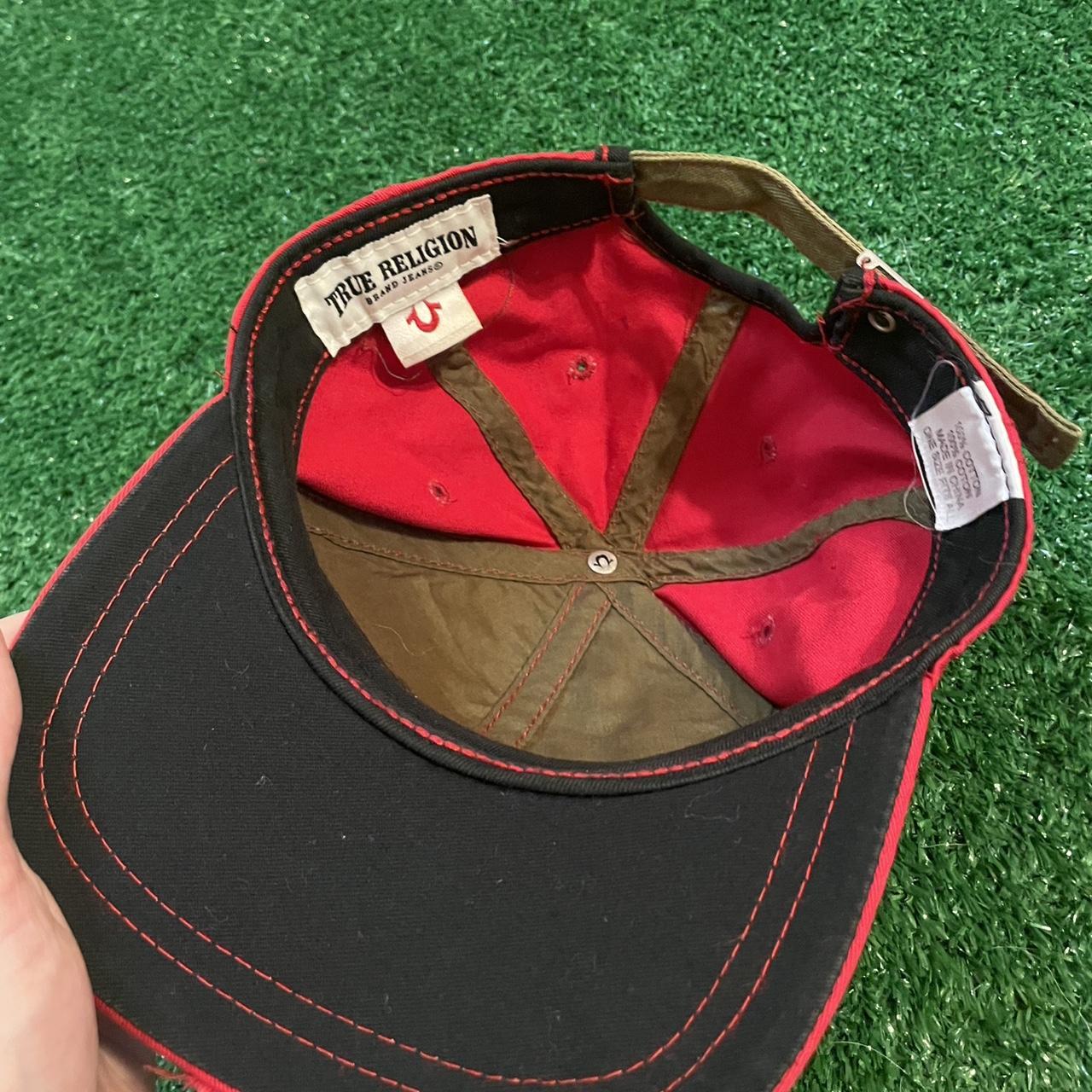 Vintage True Religion Distressed Red Snapback Hat
