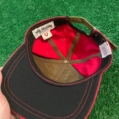 Vintage True Religion Distressed Red Snapback Hat