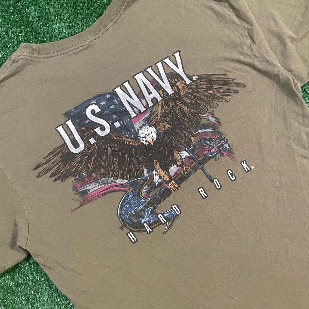 Tan Vintage Hard Rock Cafe Graphic U.S. Navy Streetwear Tee