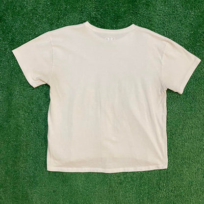 Under Armour White and Blue Graphic Vintage Tee