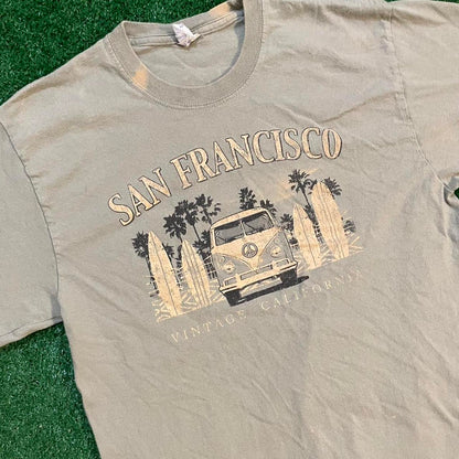 Tan and Grey Green Graphic San Francisco Vintage California T-shirt