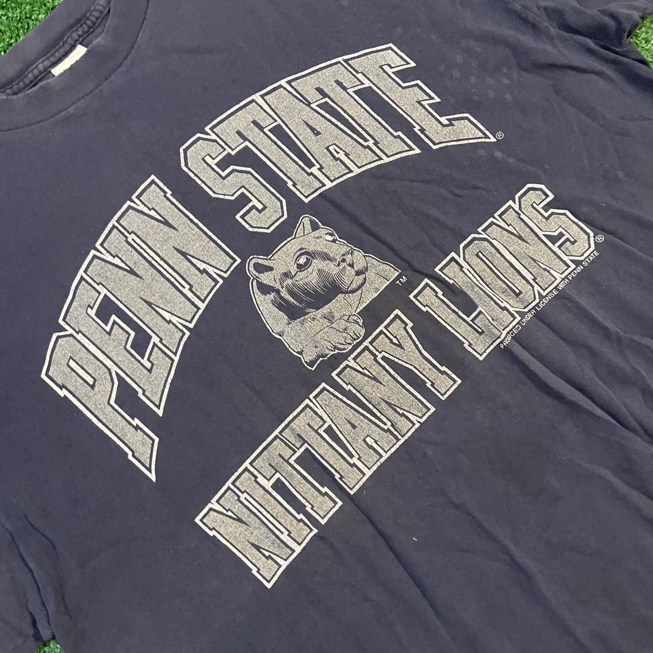 Dark Navy Blue and Grey Vintage Penn State Nittany Lions Graphic Tee