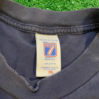 Dark Navy Blue and Grey Vintage Penn State Nittany Lions Graphic Tee