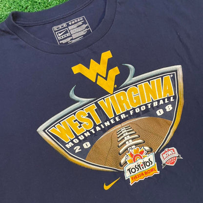 Navy Vintage Nike West Virginia Mountaineers Graphic Football T-shirt