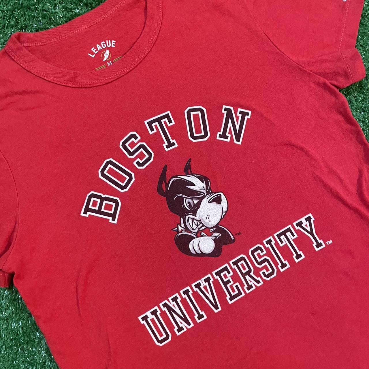 Vintage Boston University Tight Graphic Tee in Red and White