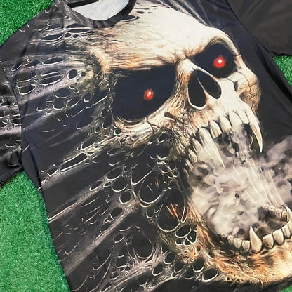 Vintage Black and Grey Skull Red Eye Graphic Tee w/ Smoke