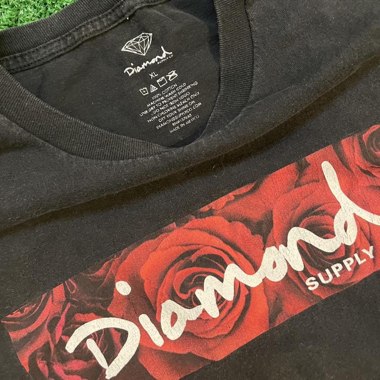 Diamond Supply Co. Black & Red Rose Box Graphic Vintage Skating Tee
