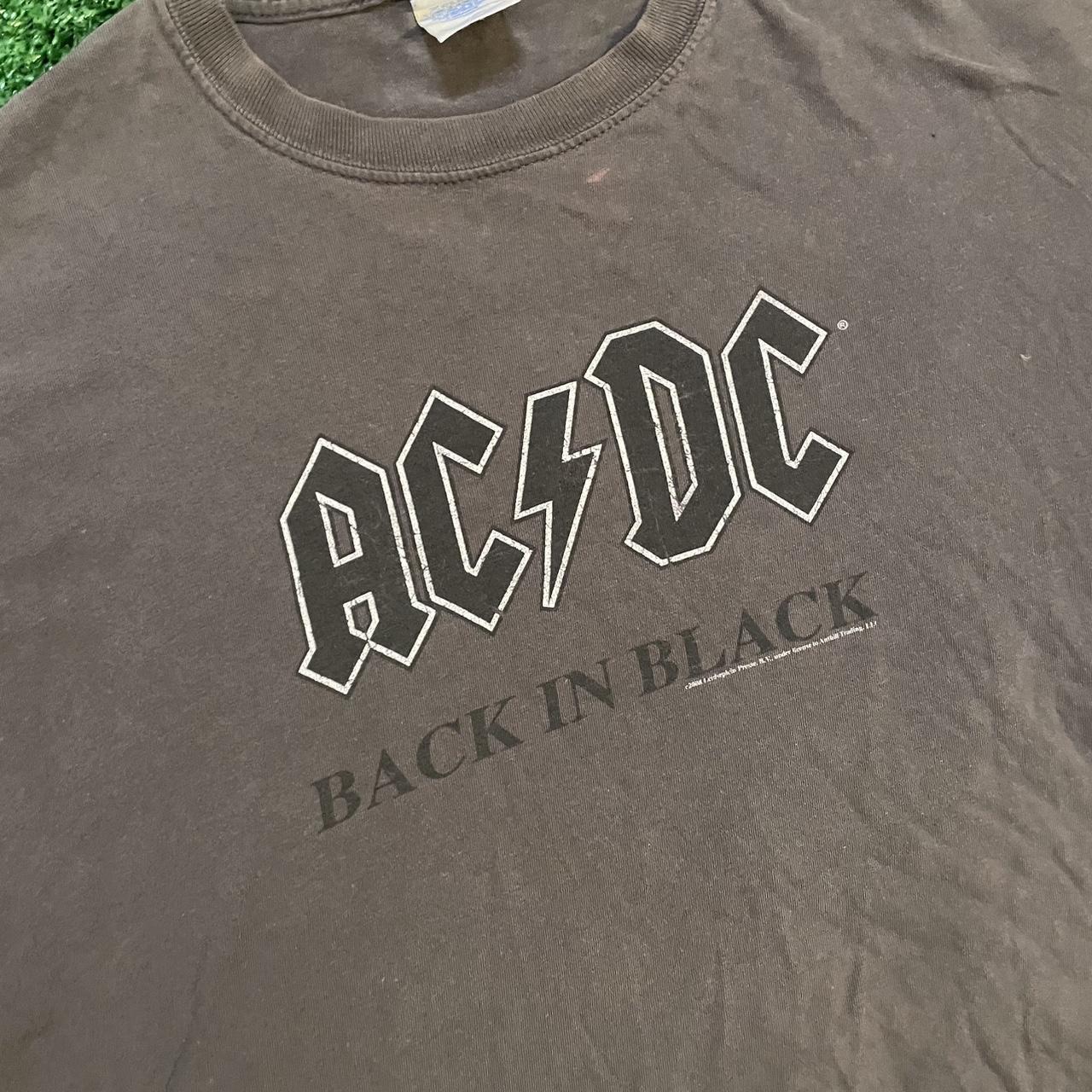 Black AC/DC Back in Black Acid Washed Black Cropped Tee - Cropped to a size L length