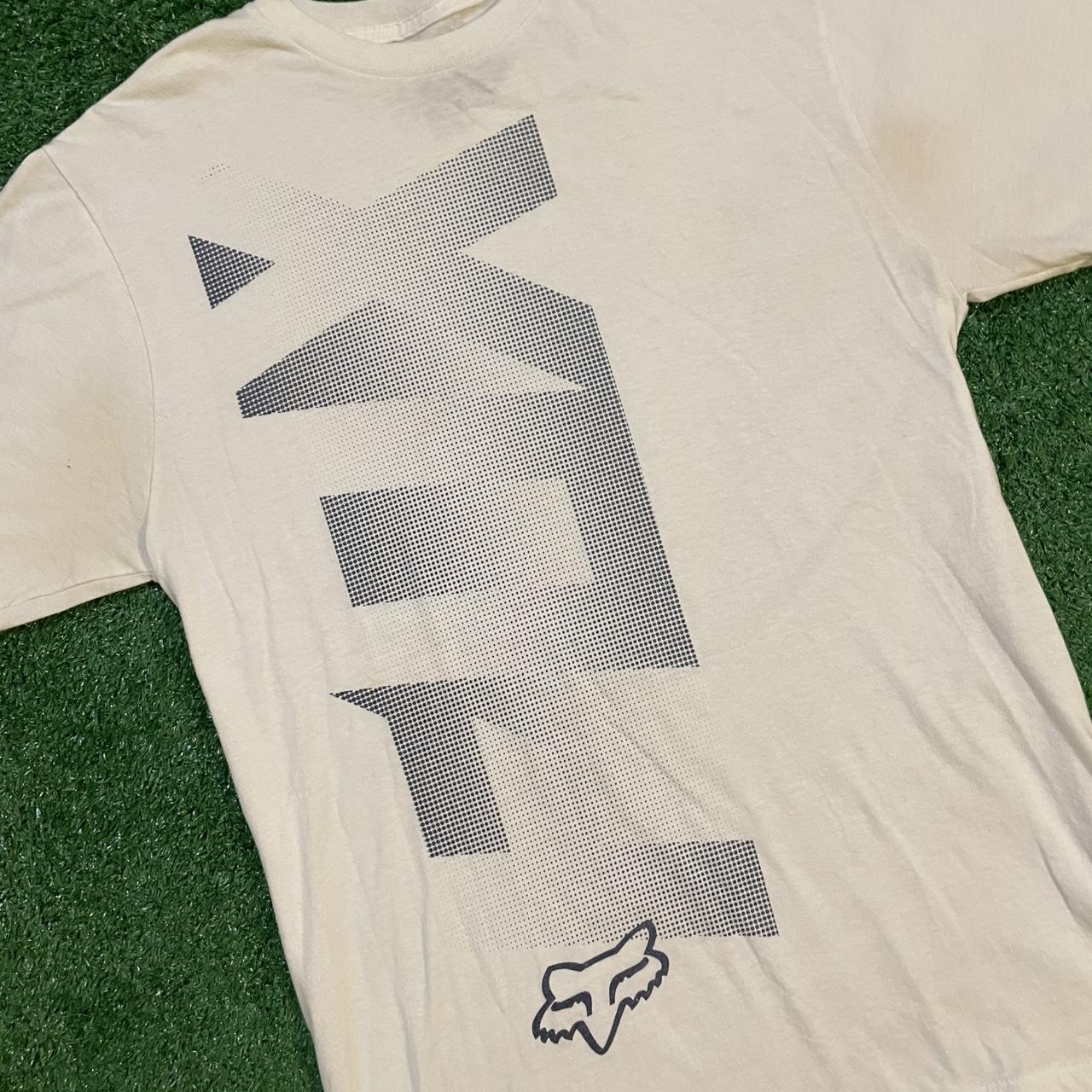 Fox Racing White and Grey Graphic Vintage T-shirt