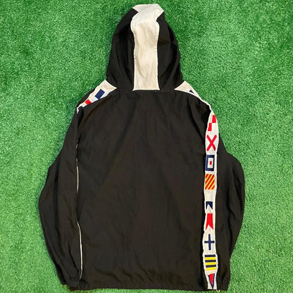 Graphic Black and White Vintage Yacht Club Windbreaker Jacket